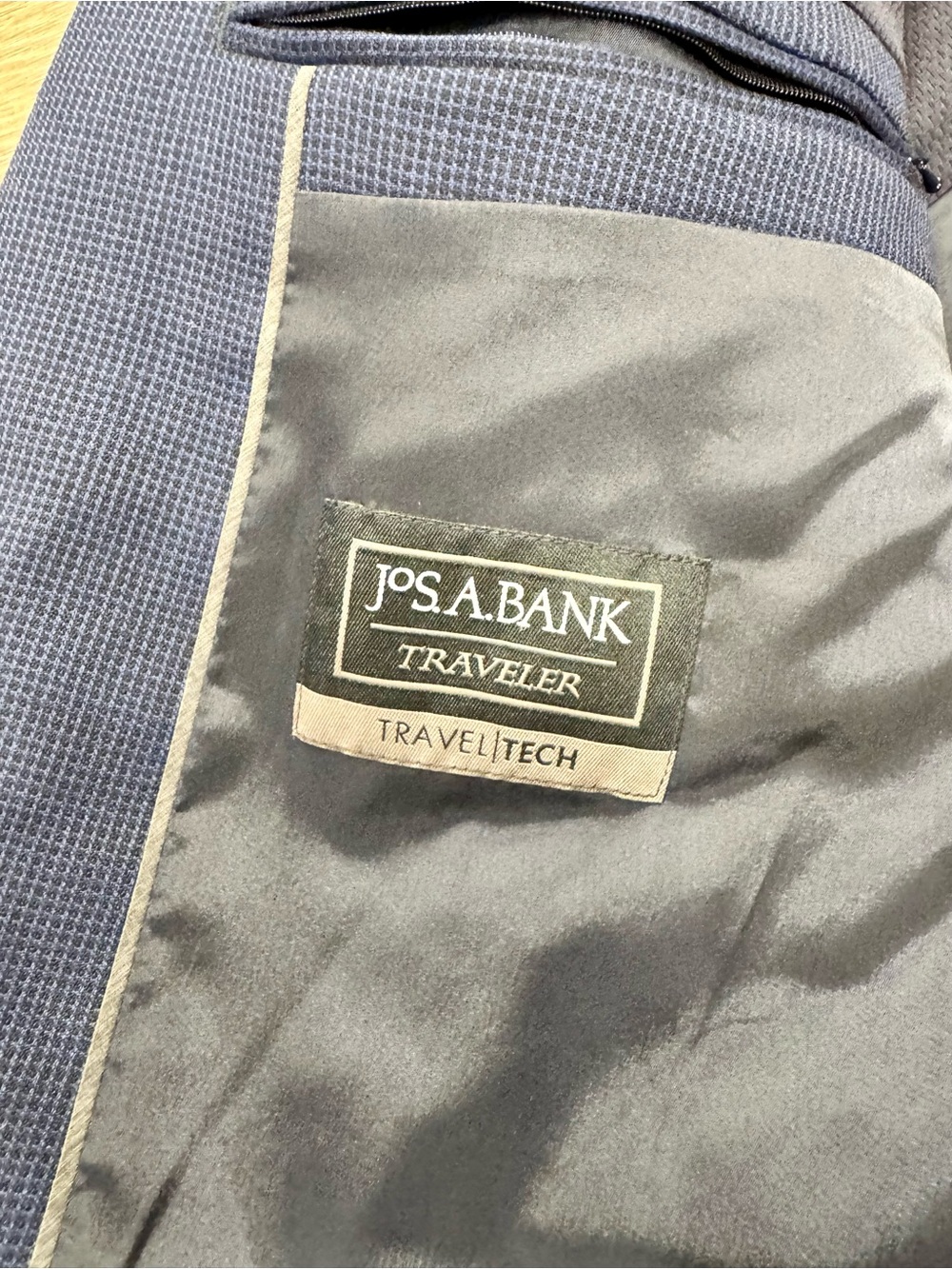 Jos A Bank Traveler Travel Tech Blazer 44R Slim Fit Blue Wool Stretch 37.5 - Picture 5 of 9